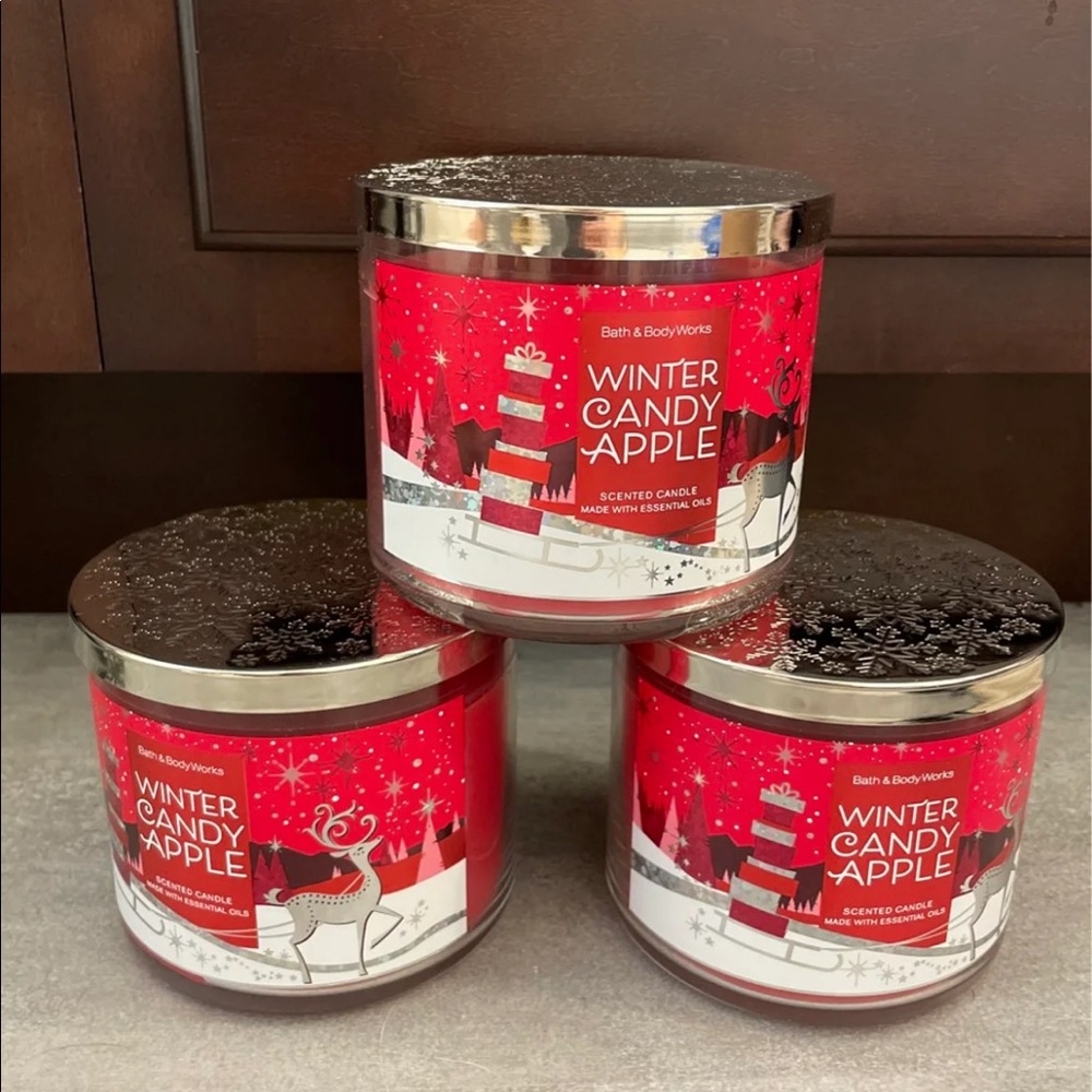 New Bath Body Works Winter Candy Apple 3 wick candles